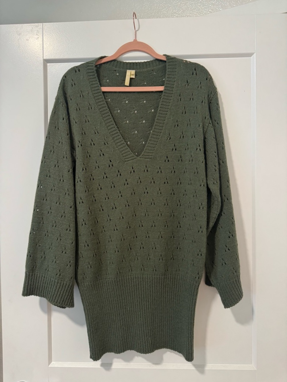 IRO Vintage Alpaca Wool Blend Sweater Dress Tunic Olive Green Size S